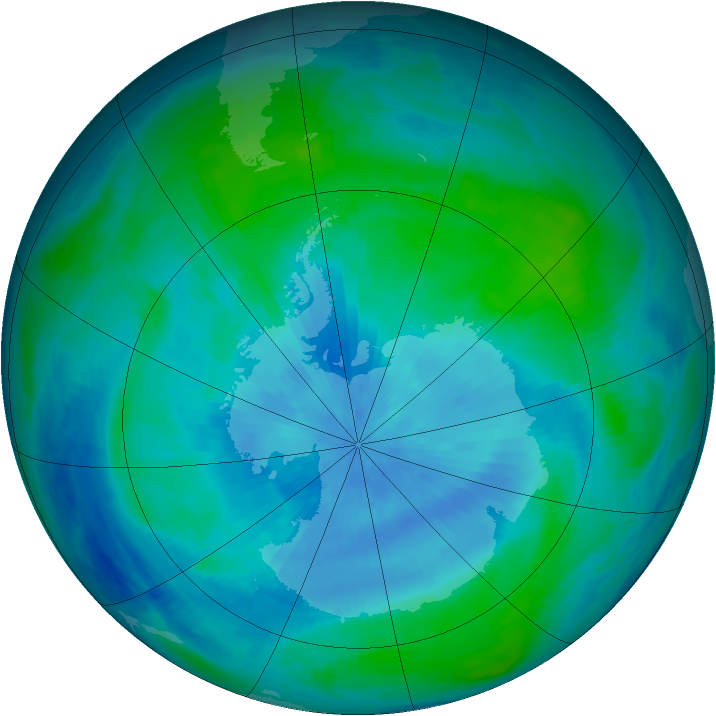 Antarctic ozone map for 26 February 1986